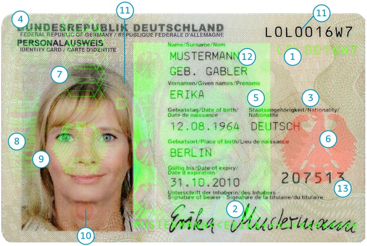 Personalausweismerkmale I Personalausweismerkmale I