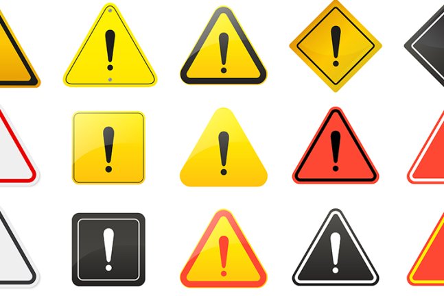 Viele verschiedene Warn-Dreiecke