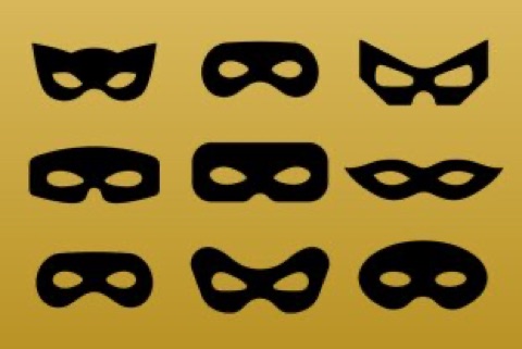 Neun stilisierte Maskensymbole als Sinnbild f&uuml;r Social Engineering
